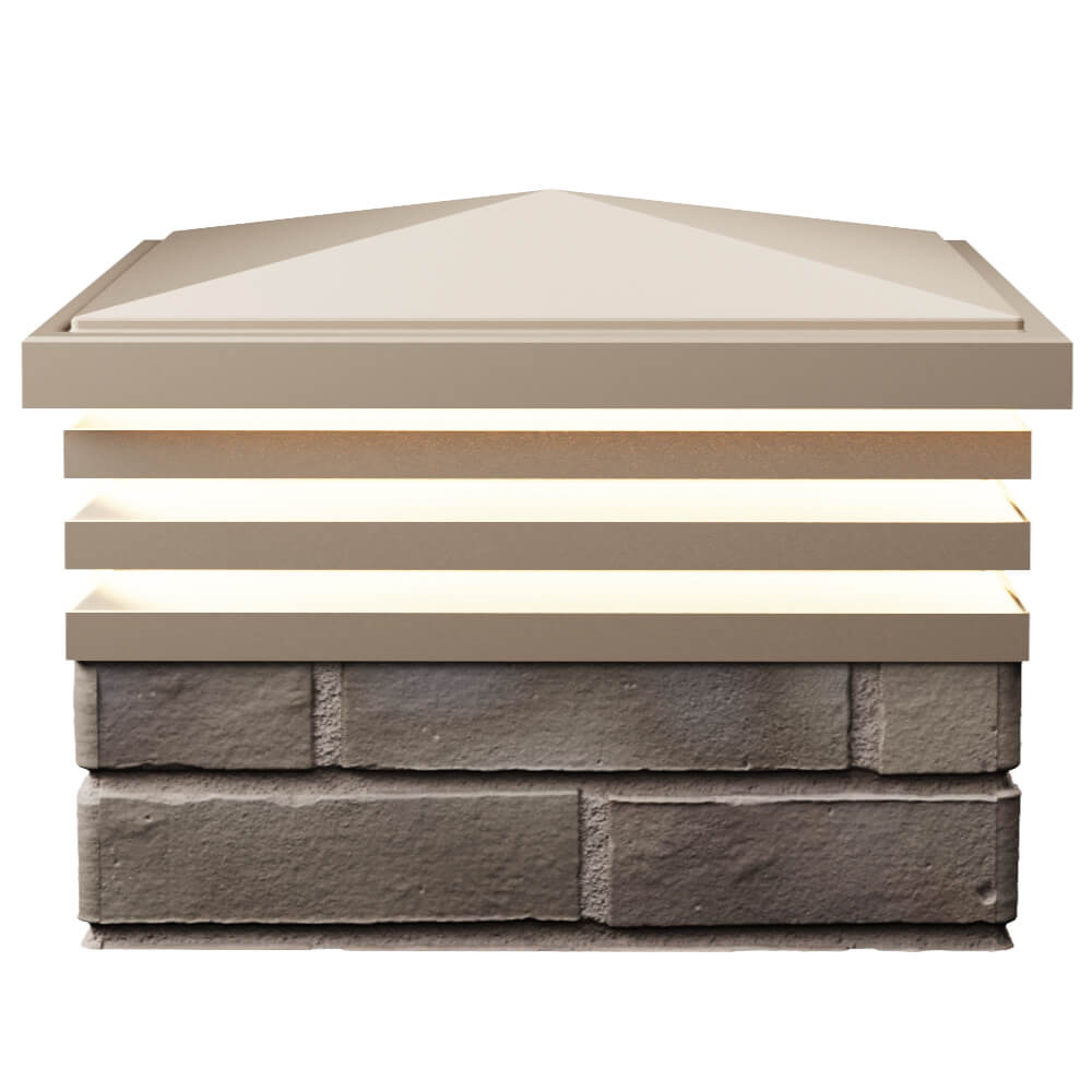 Колпак Zking Бона ХайТек Бежевый на столб 1.5х1.5 кирпича (385х385мм) с подсветкой в Минеральных водах фото