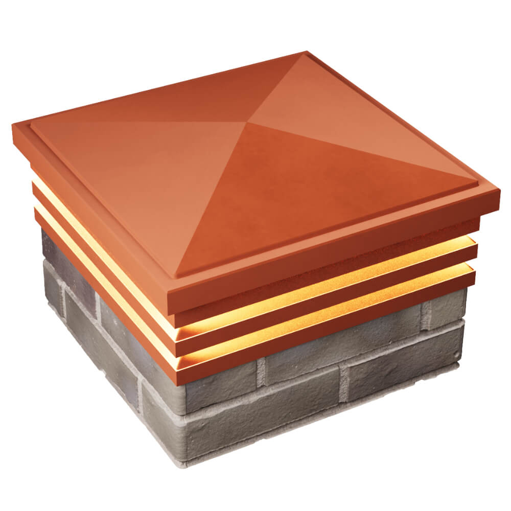 Колпак Zking Бона ХайТек Красный на столб 1.5х1.5 кирпича (385х385мм) с подсветкой в Минеральных водах фото