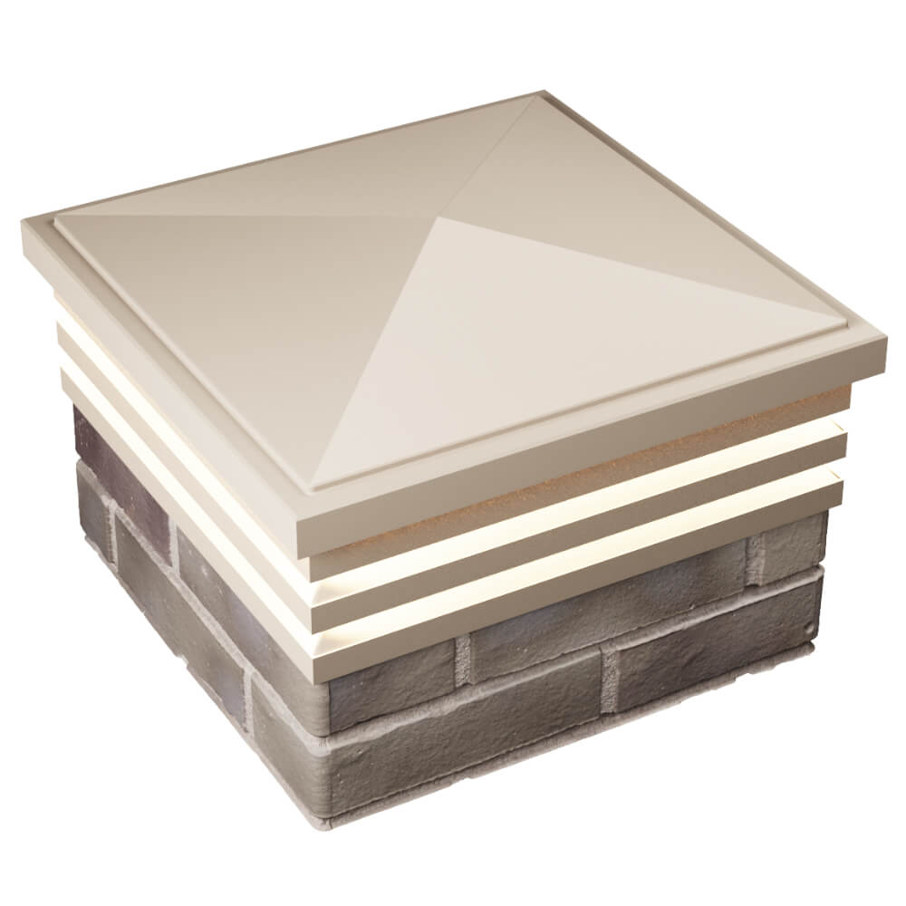 Колпак Zking Бона ХайТек Бежевый на столб 1.5х1.5 кирпича (385х385мм) с подсветкой в Минеральных водах фото