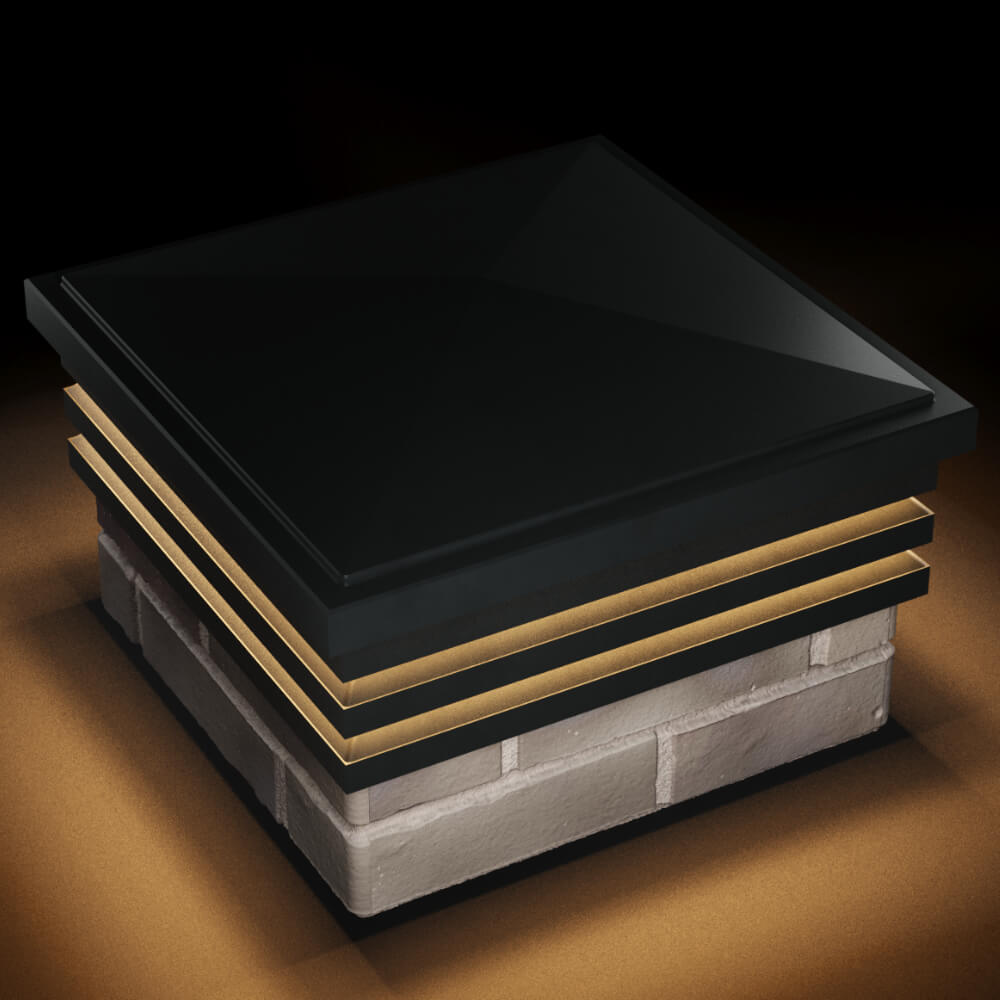 Колпак Zking Бона ХайТек Черный на столб 1.5х1.5 кирпича (385х385мм) с подсветкой в Минеральных водах фото