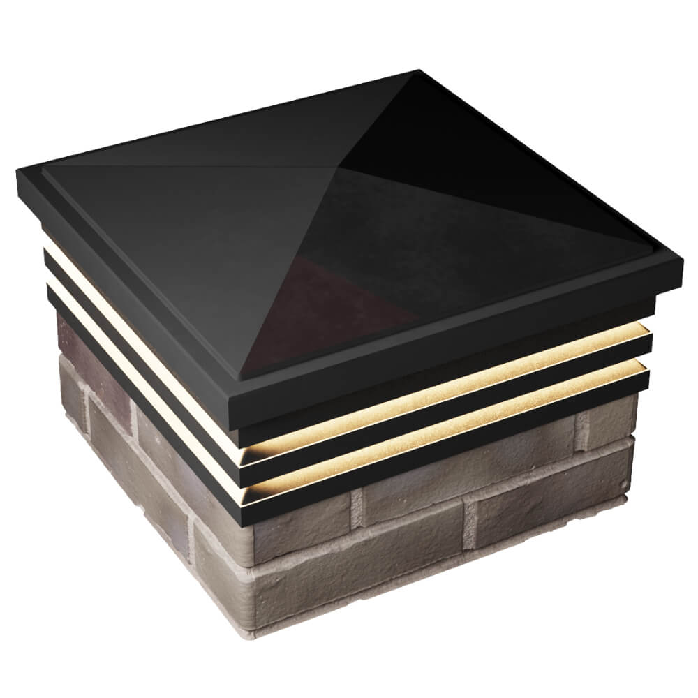 Колпак Zking Бона ХайТек Черный на столб 1.5х1.5 кирпича (385х385мм) с подсветкой в Минеральных водах фото