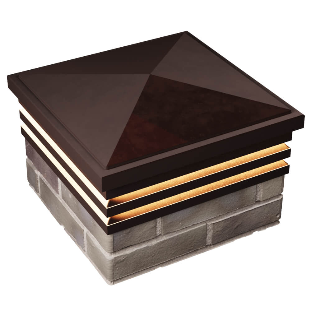 Колпак Zking Бона ХайТек Коричневый на столб 1.5х1.5 кирпича (385х385мм) с подсветкой в Минеральных водах фото