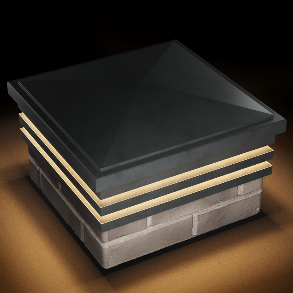 Колпак Zking Бона ХайТек Серый на столб 1.5х1.5 кирпича (385х385мм) с подсветкой в Минеральных водах фото