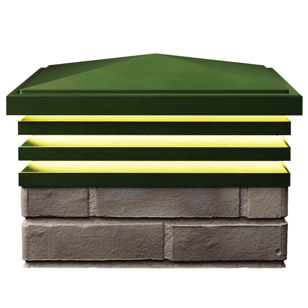 Колпак Zking Бона ХайТек Зеленый на столб 1.5х1.5 кирпича (385х385мм) с подсветкой в Минеральных водах фото