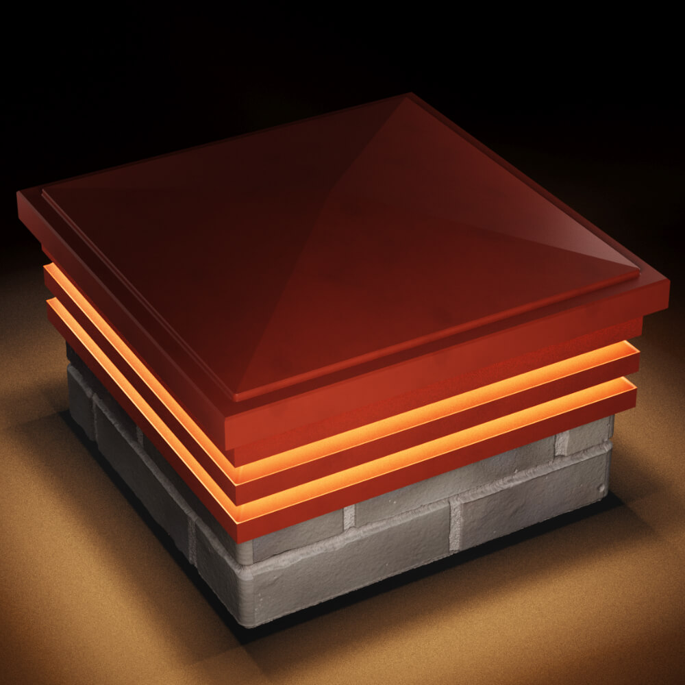 Колпак Zking Бона ХайТек Красный на столб 1.5х1.5 кирпича (385х385мм) с подсветкой в Минеральных водах фото