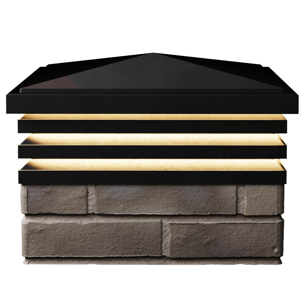 Колпак Zking Бона ХайТек Черный на столб 1.5х1.5 кирпича (385х385мм) с подсветкой в Минеральных водах фото