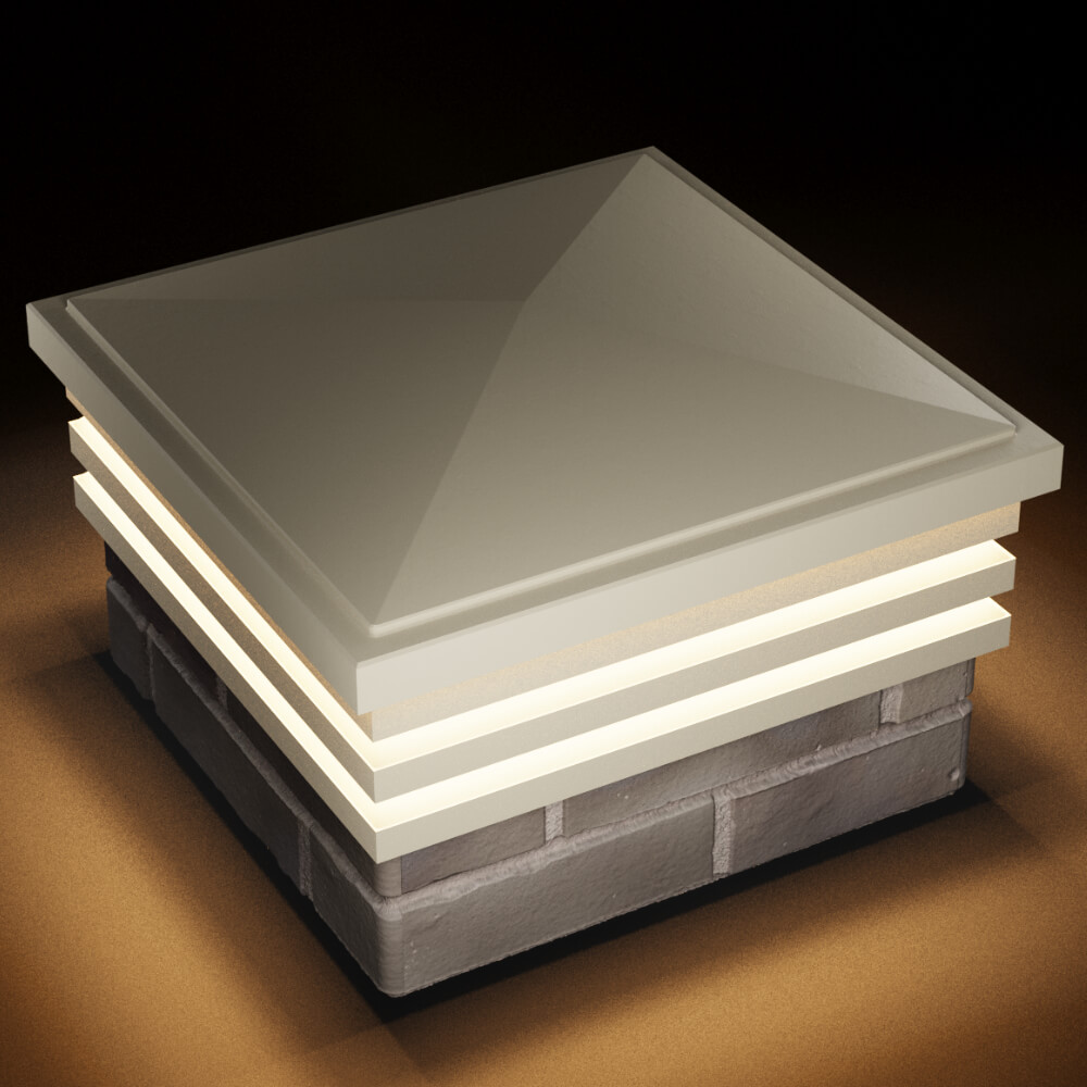 Колпак Zking Бона ХайТек Бежевый на столб 1.5х1.5 кирпича (385х385мм) с подсветкой в Минеральных водах фото