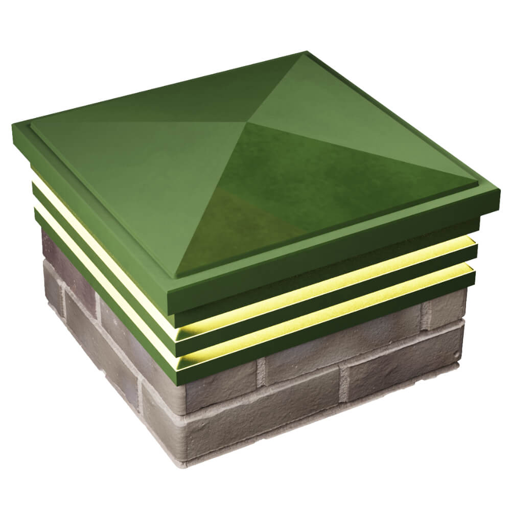 Колпак Zking Бона ХайТек Зеленый на столб 1.5х1.5 кирпича (385х385мм) с подсветкой в Минеральных водах фото