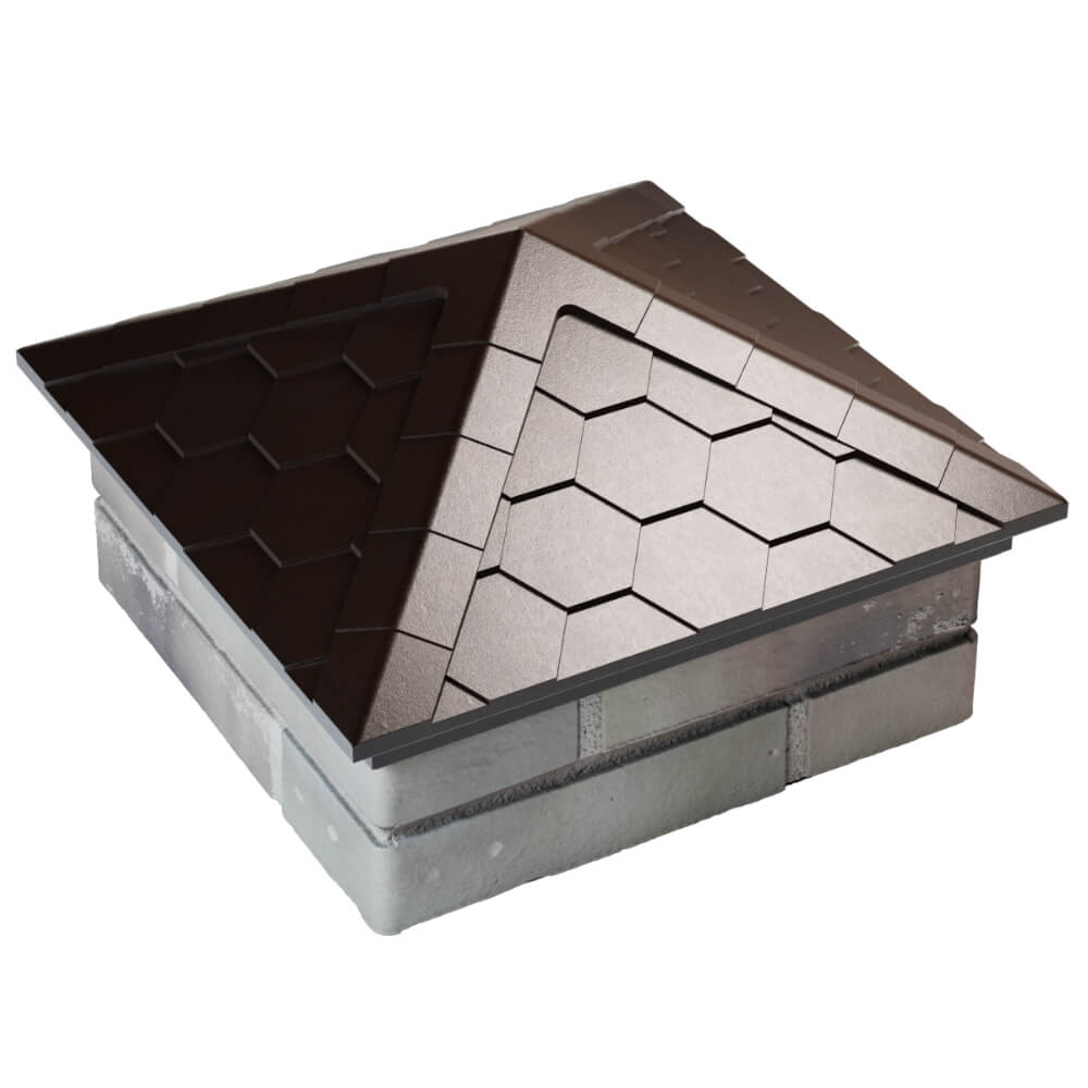 Колпак Zking Эверест Коричневый на столб 1.5х1.5 кирпича (390х390мм) в Минеральных водах фото