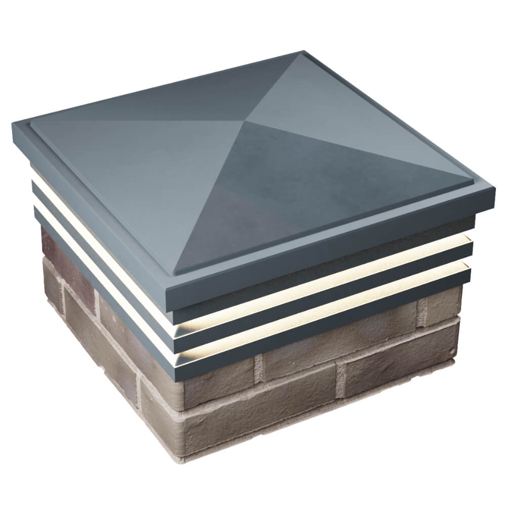 Колпак Zking Бона ХайТек Серый на столб 1.5х1.5 кирпича (385х385мм) с подсветкой в Минеральных водах фото