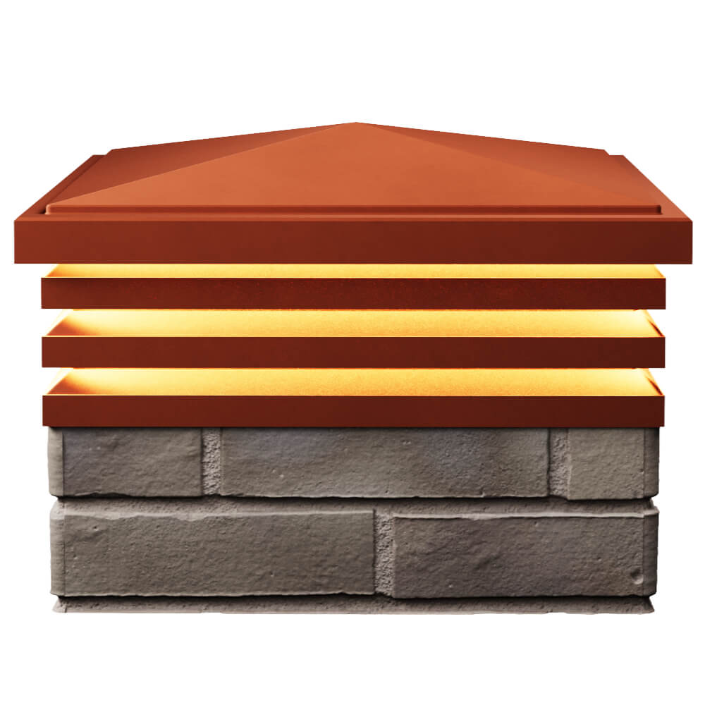 Колпак Zking Бона ХайТек Красный на столб 1.5х1.5 кирпича (385х385мм) с подсветкой в Минеральных водах фото