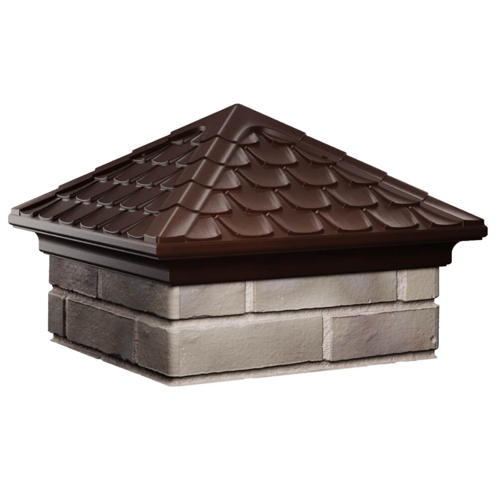 Колпак Zking Эльбрус Коричневый на столб 1.5х1.5 кирпича (385х385мм) в Минеральных водах фото