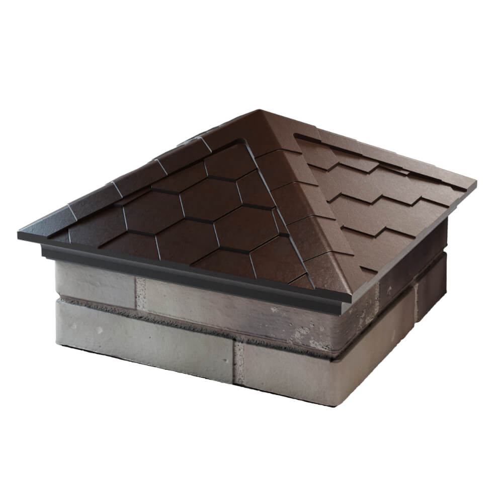 Колпак Zking Эверест Коричневый на столб 1.5х1.5 кирпича (390х390мм) в Минеральных водах фото